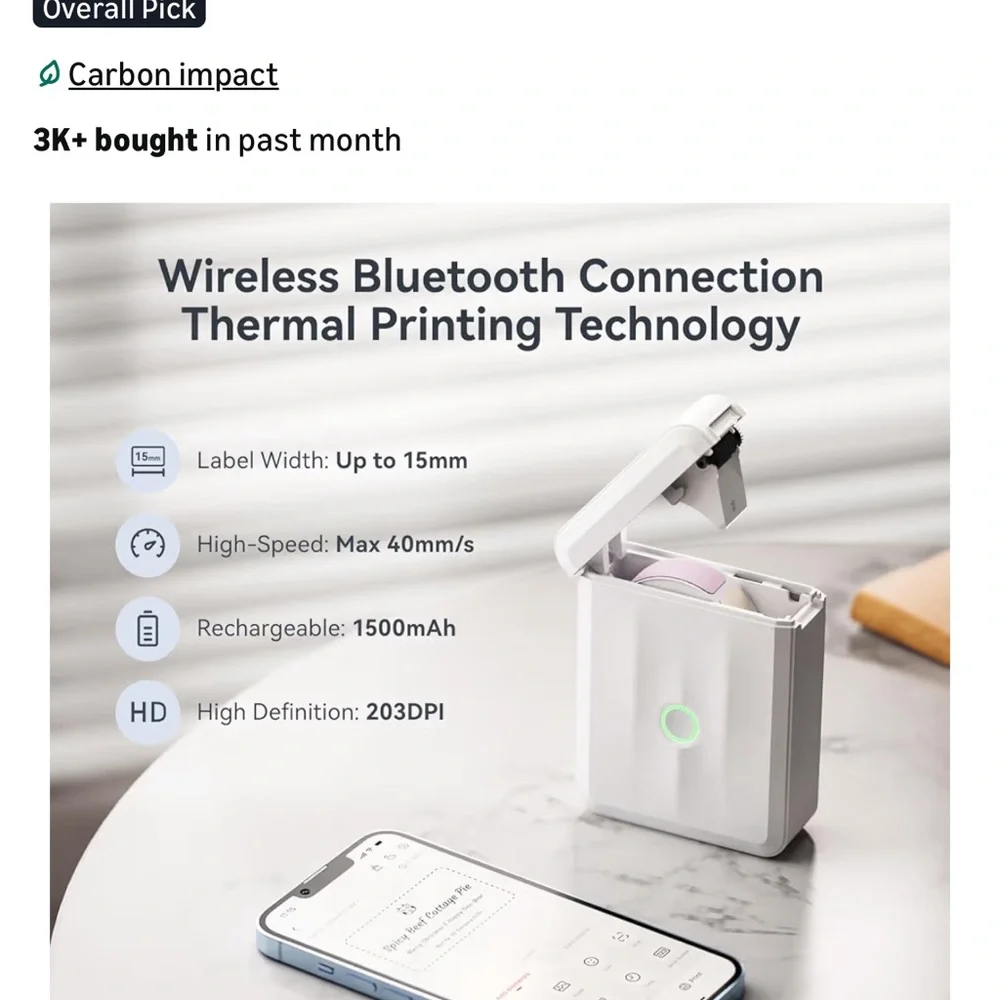 Smart Label Maker with Bluetooth Connectivity - White